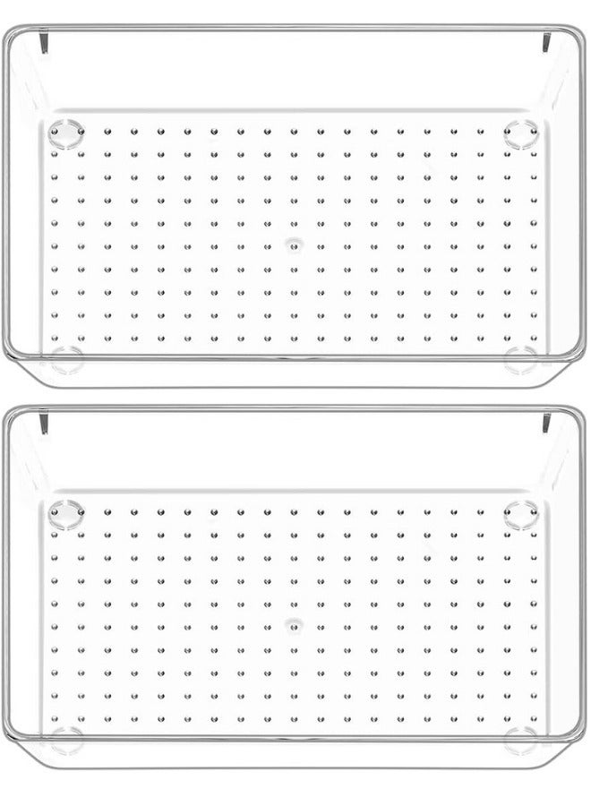 Set of 2 Acrylic Space Saving Storage Box Drawer Organizer for Office Supplies Cabinet 22x15cm - Clear - Image 2