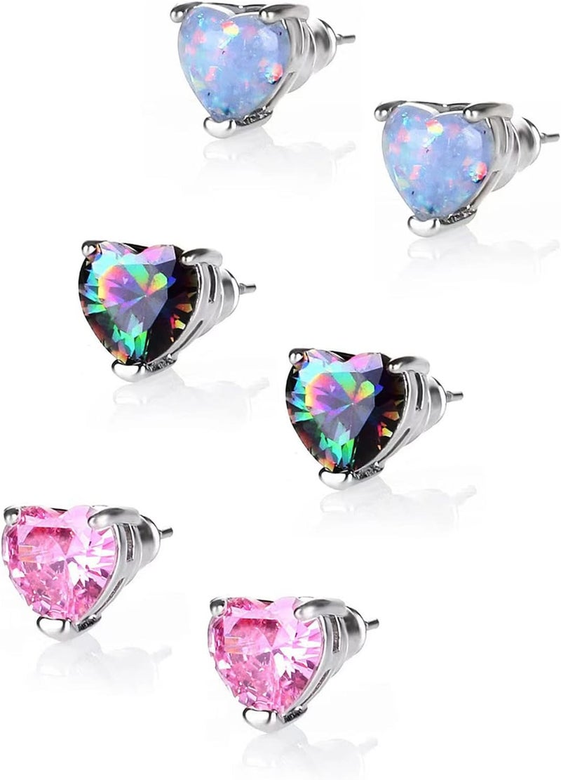 S A L A N D A Pin Pai ： S A L A N D A CZ Stud Earrings Set, Silver Plated Hypoallergenic Cubic Zirconia Earrings for Women - Gold - Image 2