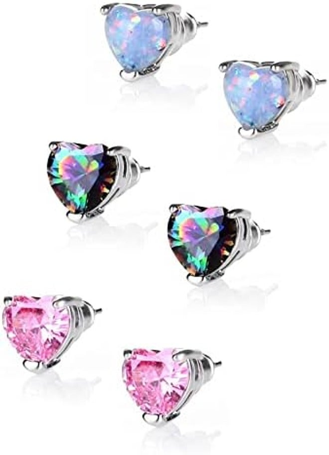 S A L A N D A Pin Pai ： S A L A N D A CZ Stud Earrings Set, Silver Plated Hypoallergenic Cubic Zirconia Earrings for Women - Gold - Image 3