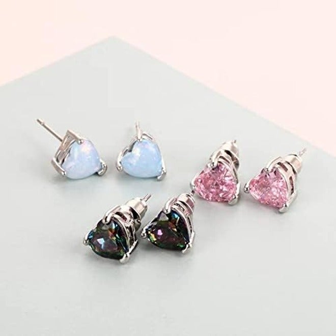 S A L A N D A Pin Pai ： S A L A N D A CZ Stud Earrings Set, Silver Plated Hypoallergenic Cubic Zirconia Earrings for Women - Gold - Image 5