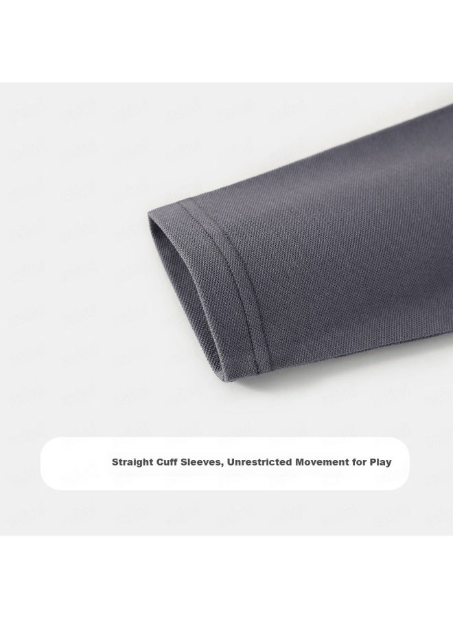 Mqdmini Boys' Long Sleeve Polo Shirt Children's Contrast Sleeve Splicing Infant Lycra Top - Image 5