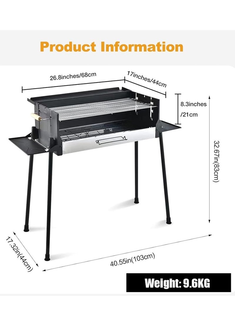 Portable Charcoal Grill, Stainless Steel BBQ Grill, Extra Large Outdoor BBQ Grill with 3 Adjustable Heights, Detachable Charcoal Grill with Stand for Garden Picnic Outdoor Cooking - pzsku/Z33CB17FA3F67D75E1DF6Z/45/_/1716428573/53f36cf4-d8fb-4ab2-9656-f45b9b3bcaac