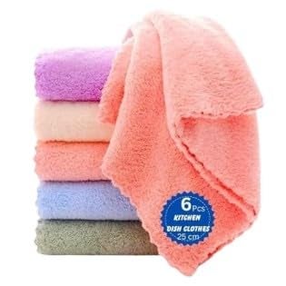 Florabliss® Microfiber Cloth for Kitchen Cleaning Soft Absorbent Lint Free Reusable Microfiber Cloths Towels Wash Clothes Utensils Wipe Napkin (Pack of 6). - Image 1