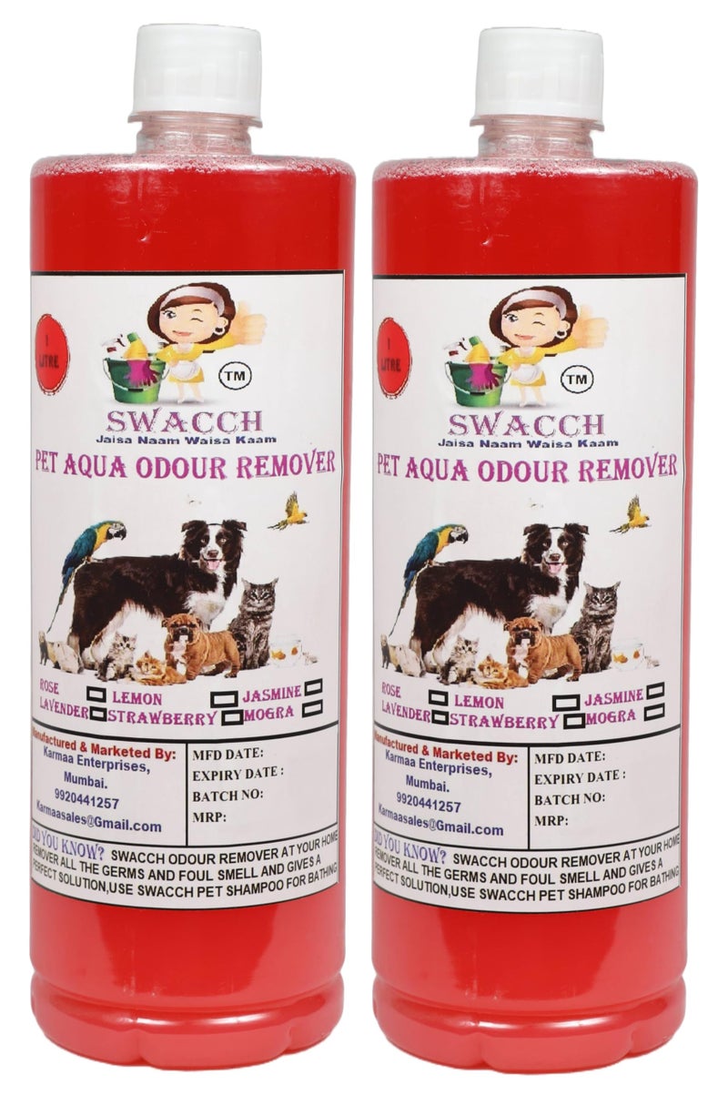 Swacch PET Aqua Odour Remover (1 Litre) (Combo Pack of 2) Strawberry - Image 2