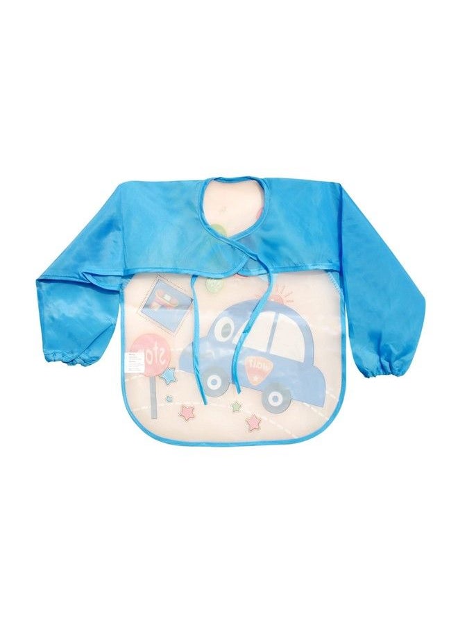 The Little Lookers Full Sleeves Washable Waterproof Bib Apron With Tying Robe; Cute Prints; Quick Dry Pvc Baby Bibs For Newborns Infants Toddlers Babiesblue (Pack Of 1)  - Image 5