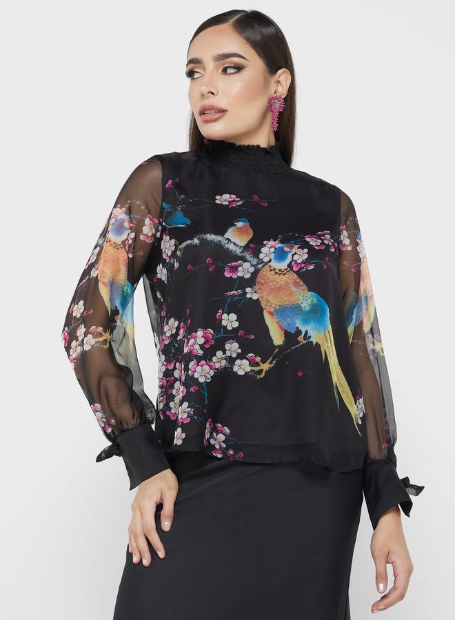 YAS High Neck Printed Top - Image 1