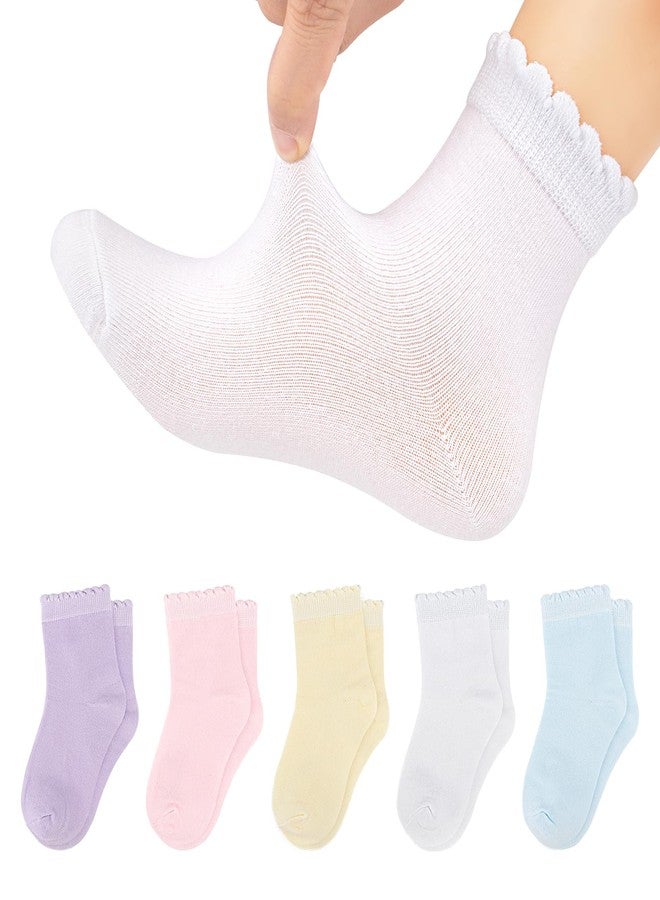 Looching 5 Pack Toddler Baby Girls Boys No Show Ankle Socks Cotton White Mesh Thin Low Cut Socks Kids 6-8Years - Image 1