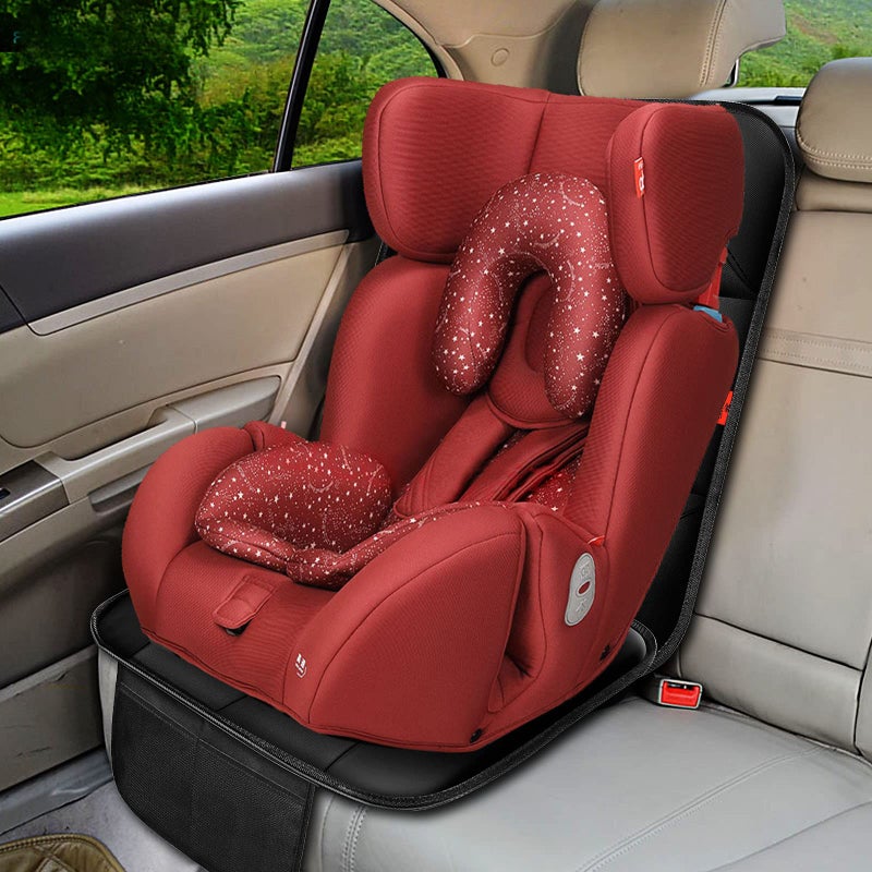 XHYANG Car Seat Protector 1 Pack Car Seat Cushion Mat Thickest Padding,Waterproof 600D Fabric Car Seat Covers for Non-Slip Backing Mesh Pockets for Baby and Pet (Beige, 2 Pcs) - Image 5