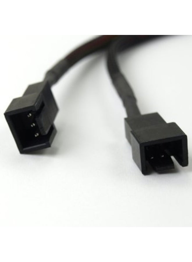 OKGEAR كابل مروحة 3 دبابيس Y مقسم مع غلاف أسود موصلات سوداء بطول 6 - Image 3