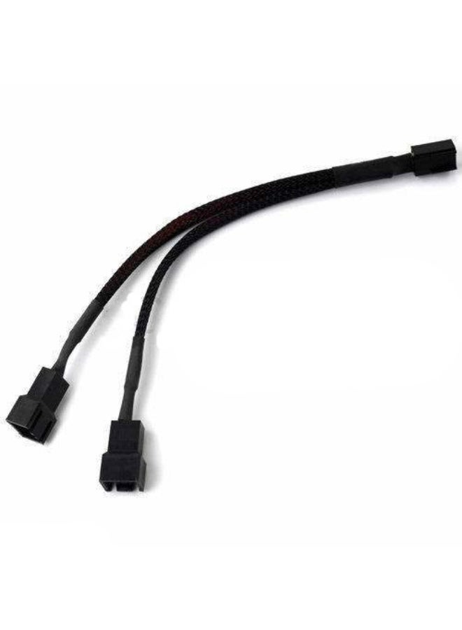 OKGEAR كابل مروحة 3 دبابيس Y مقسم مع غلاف أسود موصلات سوداء بطول 6 - Image 2