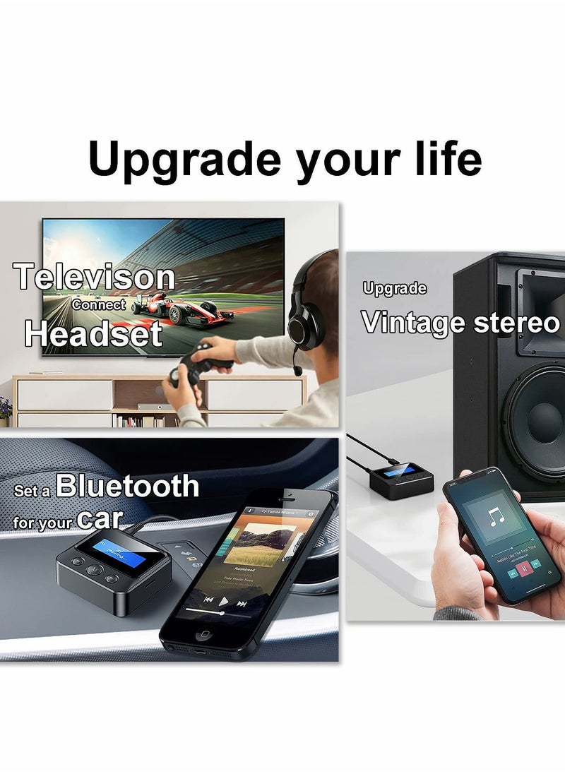 Y&D - Bluetooth Transmitter, 2-in-1 Transmitter Receiver, 5.0 Audio Adapter, Support 3.5mm RCA TF Card for TV PC Speaker Headset Car - Image 1