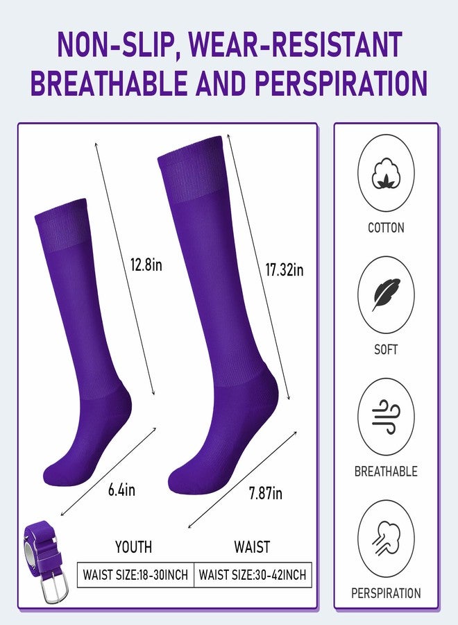 زانماي طقم جوارب وحزام بيسبول من زانماي، قابل للتعديل، بخصر مطاطي، مناسب للأولاد والبنات والبالغين (أرجواني، للأطفال). - Image 2