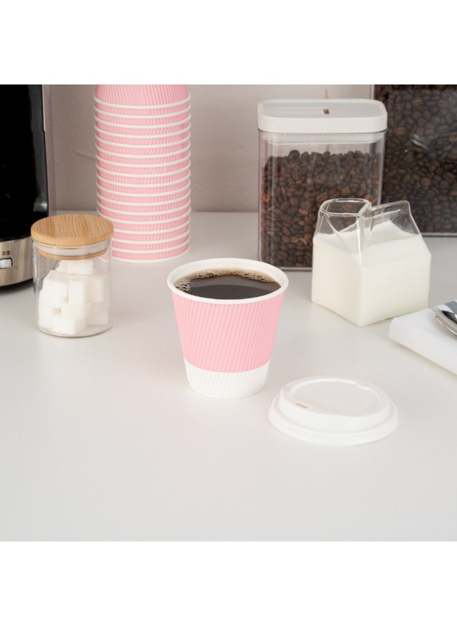 Restaurantware Restaurantware 8 Ounce Double Wall Disposable Coffee Cups, 500 Insulated Light Pink Paper Tumblers, with Ripple Wall Design, Lids Sold Separately for Hot Drinks like Tea, Coffee and More  - Image 4