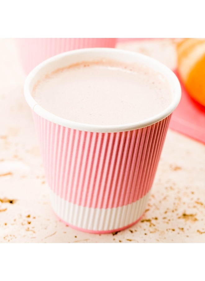 Restaurantware Restaurantware 8 Ounce Double Wall Disposable Coffee Cups, 500 Insulated Light Pink Paper Tumblers, with Ripple Wall Design, Lids Sold Separately for Hot Drinks like Tea, Coffee and More  - Image 3