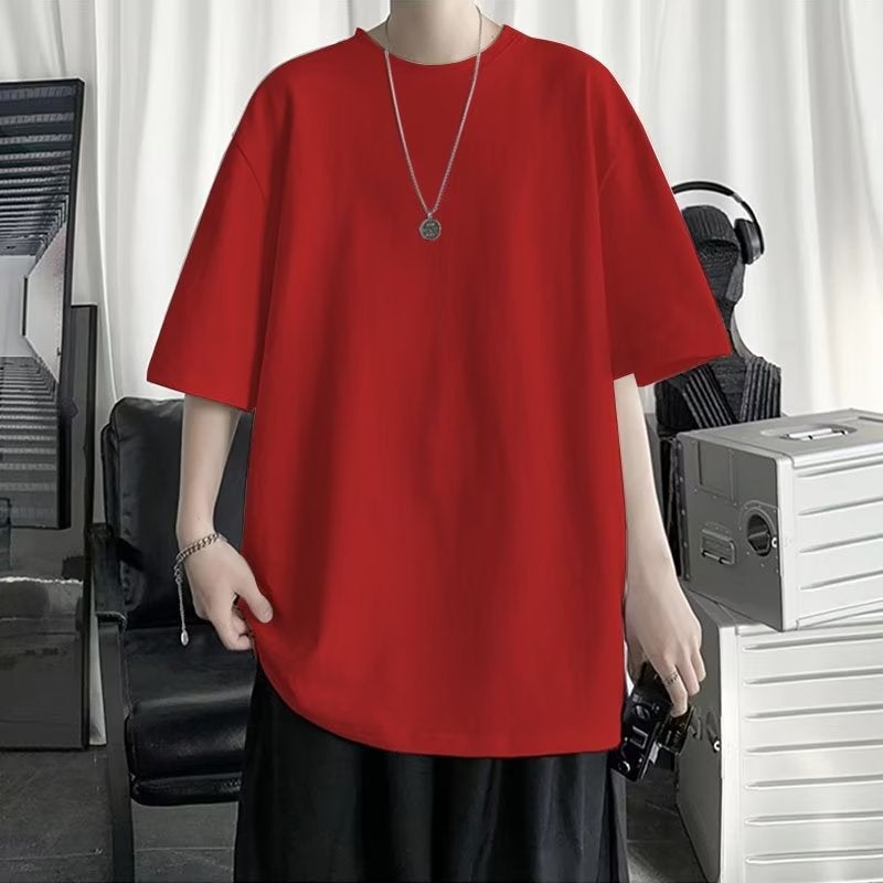 Hong Kong Style Solid Color Short-Sleeved T-Shirt Men'S Ins Trendy All-Match Simple Summer Loose Students Half-Sleeved White T-Shirt Top Men - Image 4