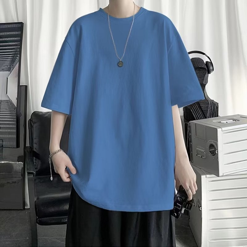 Hong Kong Style Solid Color Short-Sleeved T-Shirt Men'S Ins Trendy All-Match Simple Summer Loose Students Half-Sleeved White T-Shirt Top Men - Image 5