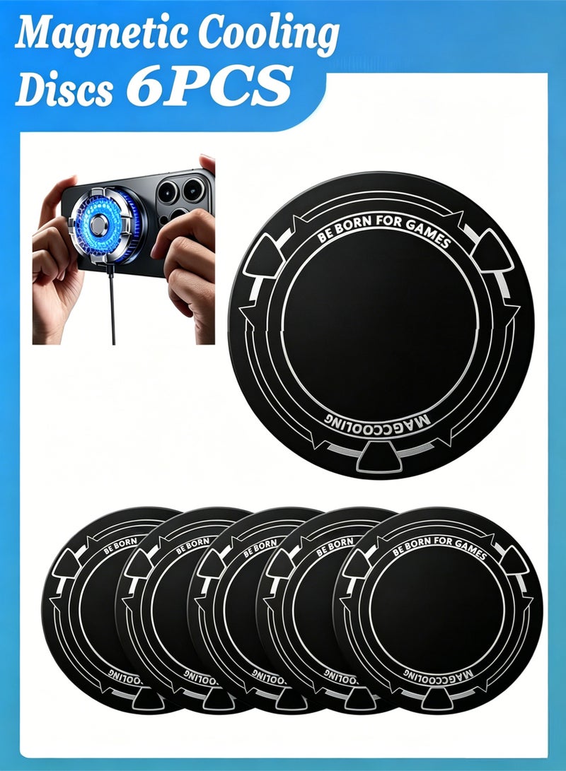 6 PCS Magnetic Cooling Discs for Phone Cooler, 2.36 inch Round Thermal Conductive Plates with Nano Adhesive, Compatible with Magnetic Back Clip Phone Radiator Fans - Image 1