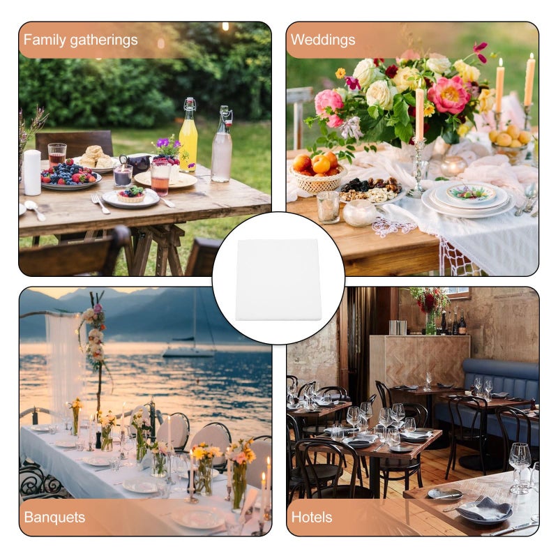 White Square Disposable Paper Napkins 80 Pieces Soft Absorbent For Party Restaurant Dinner Event Use - Image 4