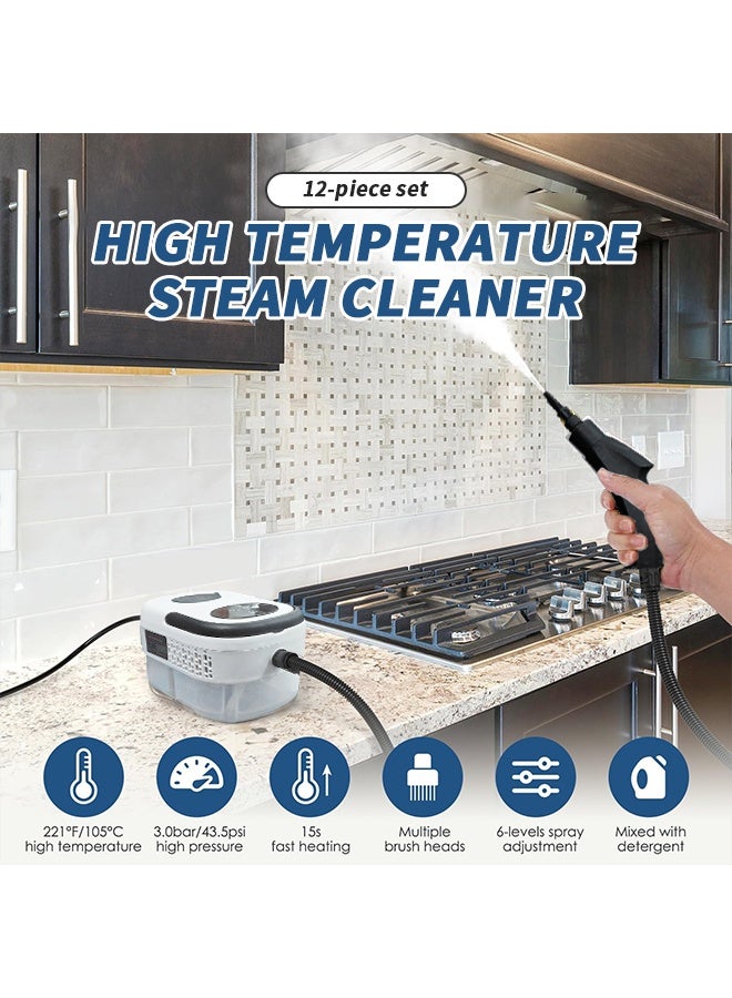 Handheld Steam Cleaner with 6 Temperature Settings & 11 Accessories, High-Pressure Steam Cleaning Machine for Kitchen, Bathroom, Bedroom, Living Room, Electric Steam Cleaning Device - Image 2