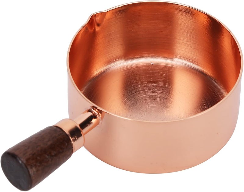 Cooking Pot Rose Gold Stainless Steel Sauce Pan with Wooden Handle Cooking Pot for Condiments Seasonings Dishwasher Safe Cup Capacity (1/2cup) - Image 1