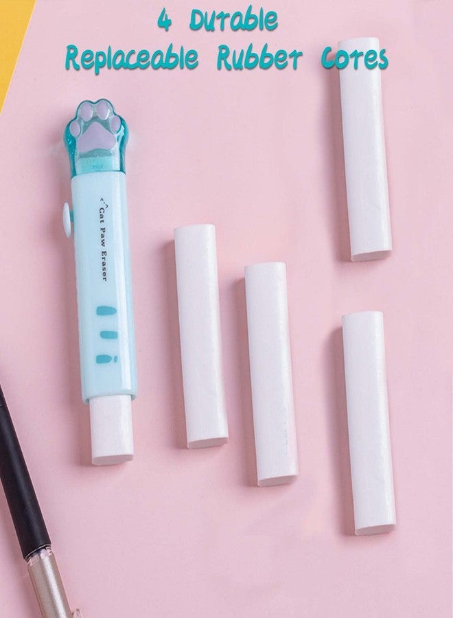 keepsweat Cat Paw Shaped Cute Erasers 4 Pcs Retractable Kawaii Eraser with 4 Pcs Papermate Eraser Refills Push Pull Design Eraser for Kids Girls Cat Rubber Aesthetic Erasers Student Home School Supplies - Image 5