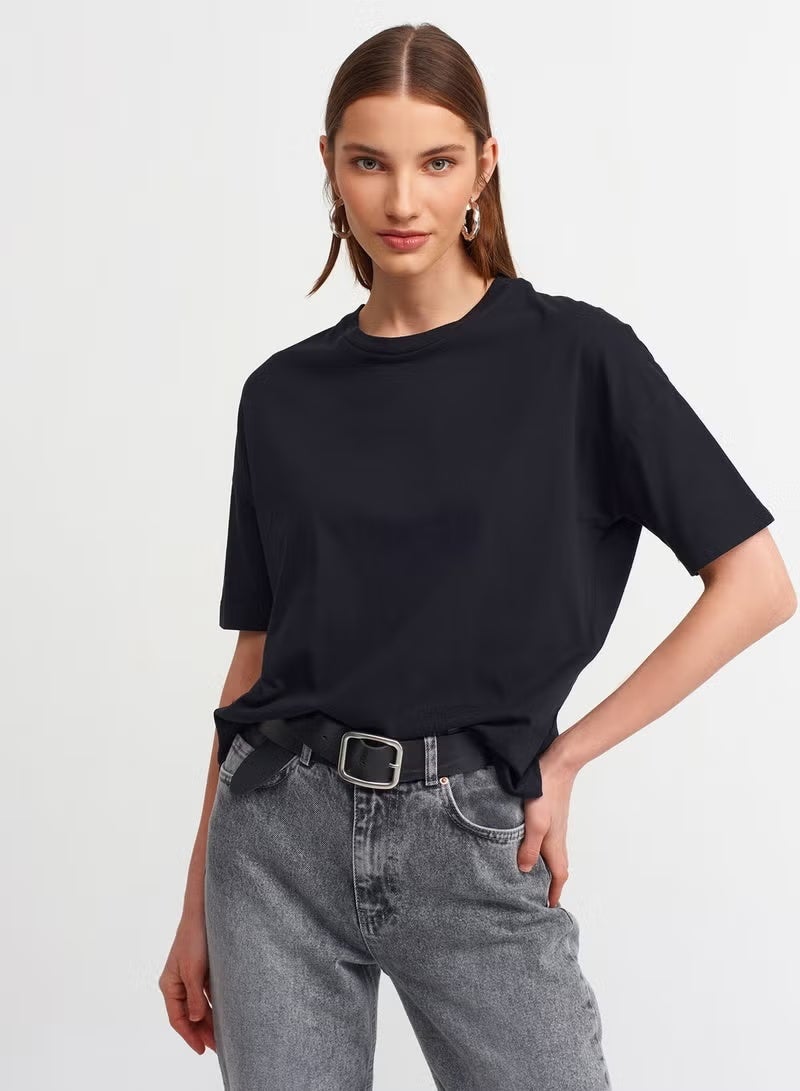 Dilvin 3683 Basic T-Shirt-Black - Image 4