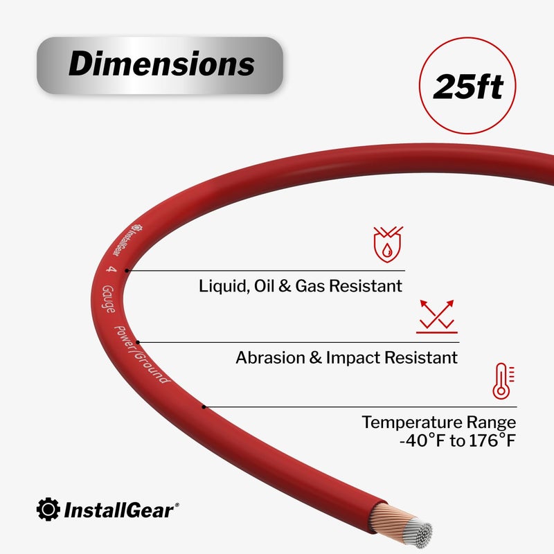 InstallGear 4 Gauge CAA Wire - 25ft Automotive Power & Ground Cable for Car Amplifier, Speaker, RV, Welding - Image 3