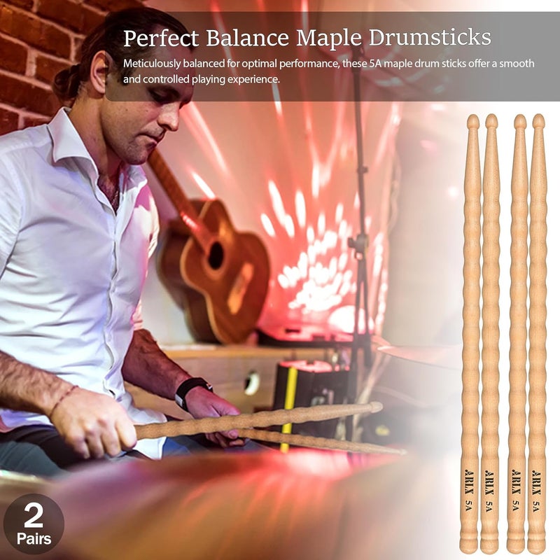 ARLX Drum sticks 5A Maple Wood Drumsticks Non-slip Wave Design for Drums (2 Pair Wave 5A Drum Sticks) - Image 5