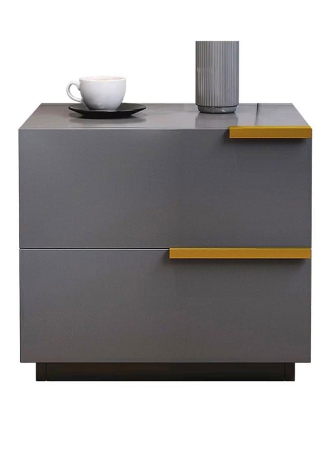 GoldenLike  طاولات بجانب السرير مع درجين، طاولة جانبية عصرية، خزانة تخزين لغرفة النوم، طاولة جانبية خشبية لغرفة المعيشة وغرفة النوم (50*42*60 سم) - Image 1