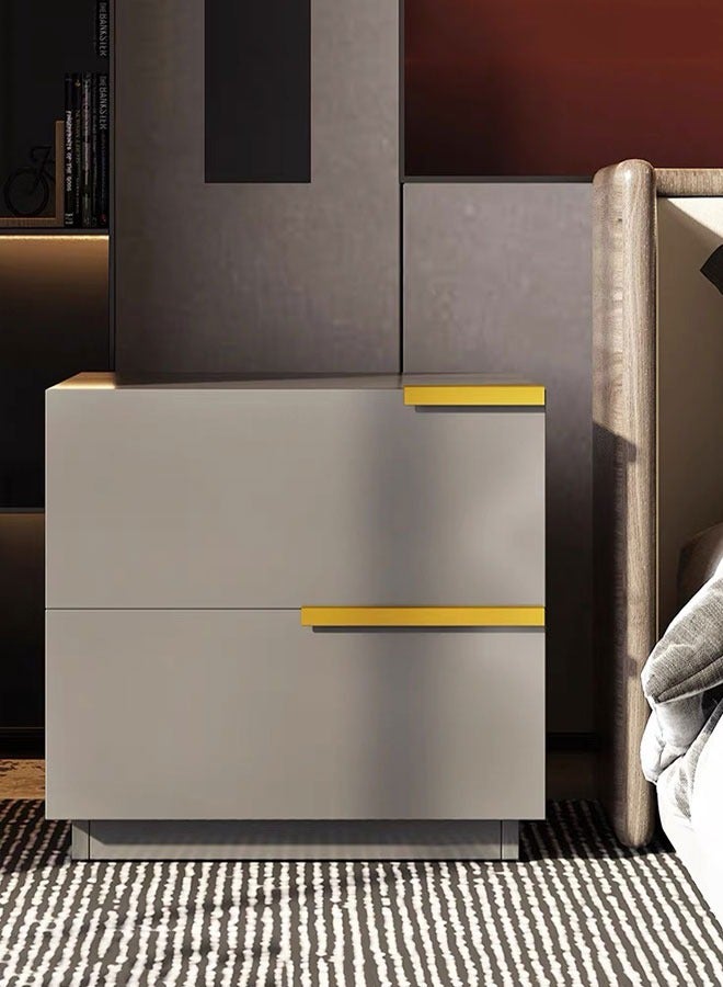 GoldenLike  طاولات بجانب السرير مع درجين، طاولة جانبية عصرية، خزانة تخزين لغرفة النوم، طاولة جانبية خشبية لغرفة المعيشة وغرفة النوم (50*42*60 سم) - Image 2