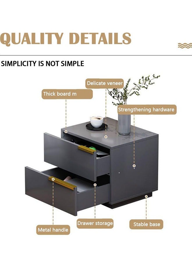 GoldenLike  طاولات بجانب السرير مع درجين، طاولة جانبية عصرية، خزانة تخزين لغرفة النوم، طاولة جانبية خشبية لغرفة المعيشة وغرفة النوم (50*42*60 سم) - Image 5