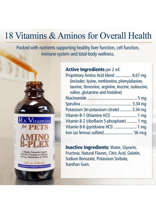 Rx Vitamins Amino B Plex For Pets  B Vitamin Complex Plus Amino Acids For Dogs & Cats  Vitamin Supplements For Dogs' & Cats' Total Body Support  4 Oz  - Image 5
