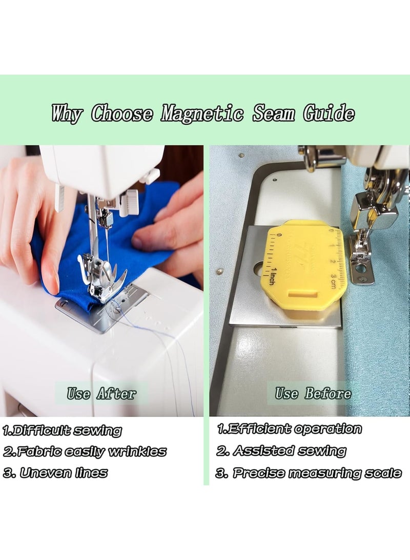 SYOSI Magnetic Seam Guide,Sewing Machine Gauge with Scale and Stable Attachment,Upgraded Polygonal Hemmer Tool for Accurate Stitching and Fabric Alignment for Tailors and DIY Use,6pcs - Image 3