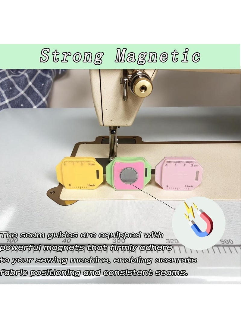 SYOSI Magnetic Seam Guide,Sewing Machine Gauge with Scale and Stable Attachment,Upgraded Polygonal Hemmer Tool for Accurate Stitching and Fabric Alignment for Tailors and DIY Use,6pcs - Image 4