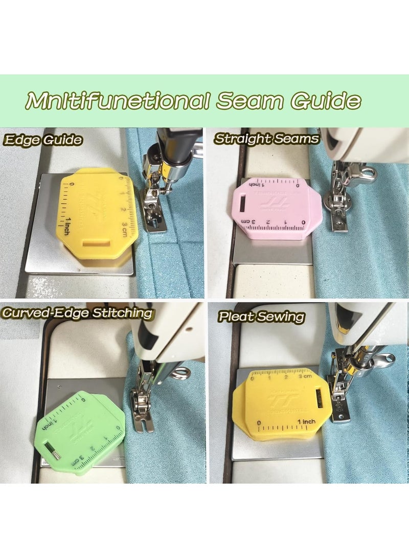 SYOSI Magnetic Seam Guide,Sewing Machine Gauge with Scale and Stable Attachment,Upgraded Polygonal Hemmer Tool for Accurate Stitching and Fabric Alignment for Tailors and DIY Use,6pcs - Image 2