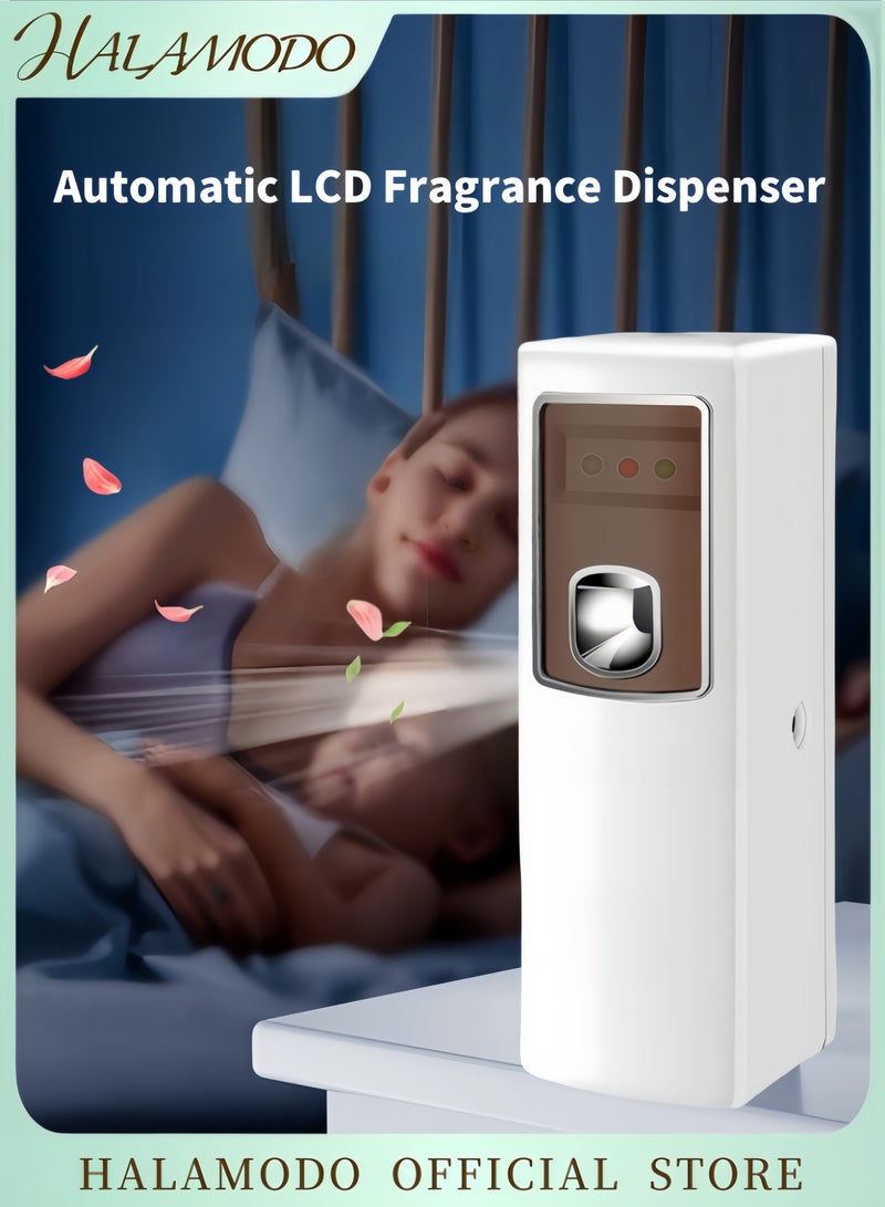 هالامودو موزع العطور الأوتوماتيكي LCD موزع معطر الهواء الأوتوماتيكي معطر الهواء الأوتوماتيكي موزع العطور برش الأيروسول القابل للبرمجة لموزع العطور المعطر لغرف النوم الداخلية والفنادق والمكاتب والأماكن التجارية  - Image 1