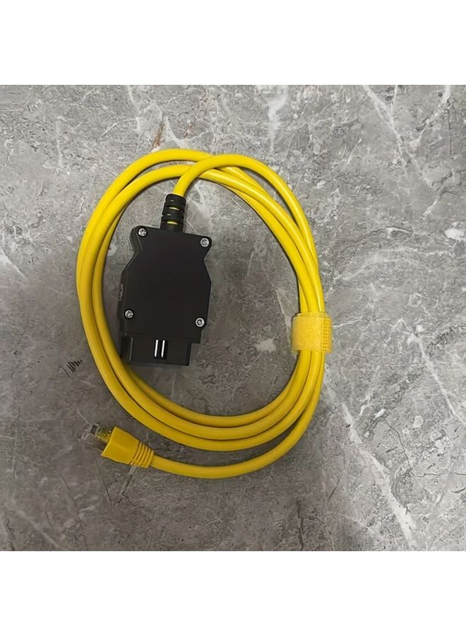 Yellow OBD Interface Cable for BMW E SYS ICOM 200cm Ethernet to OBD2 Diagnostic Cable Professional Automotive Repair Tool - Image 1