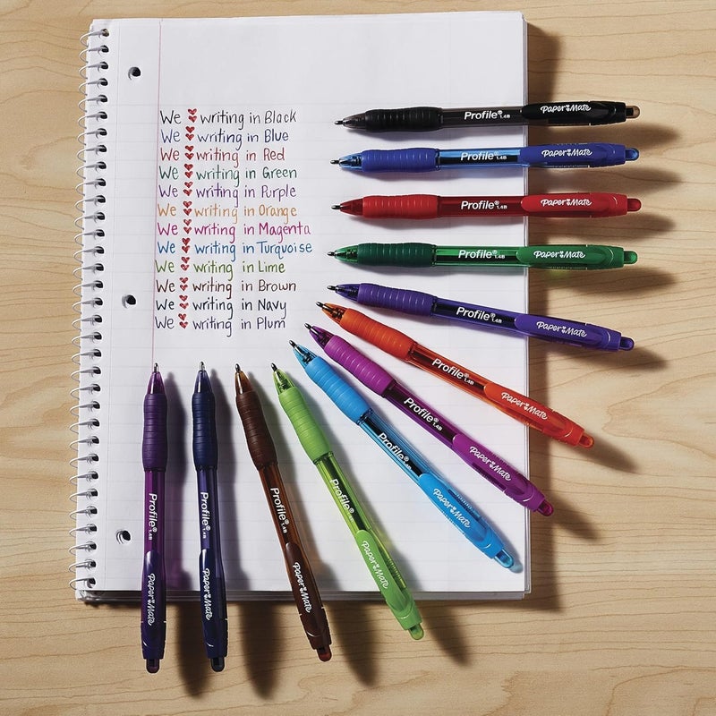 Papermate Profile Retractable Ballpoint Pens, Bold Point (1.4mm), Blue, 12 Count - Image 2