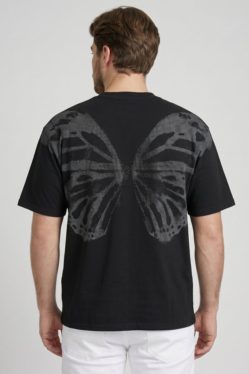 GOOD FOR NOTHING Men Crew Neck Graphic Print Short Sleeve T-Shirt, Black - Image 2