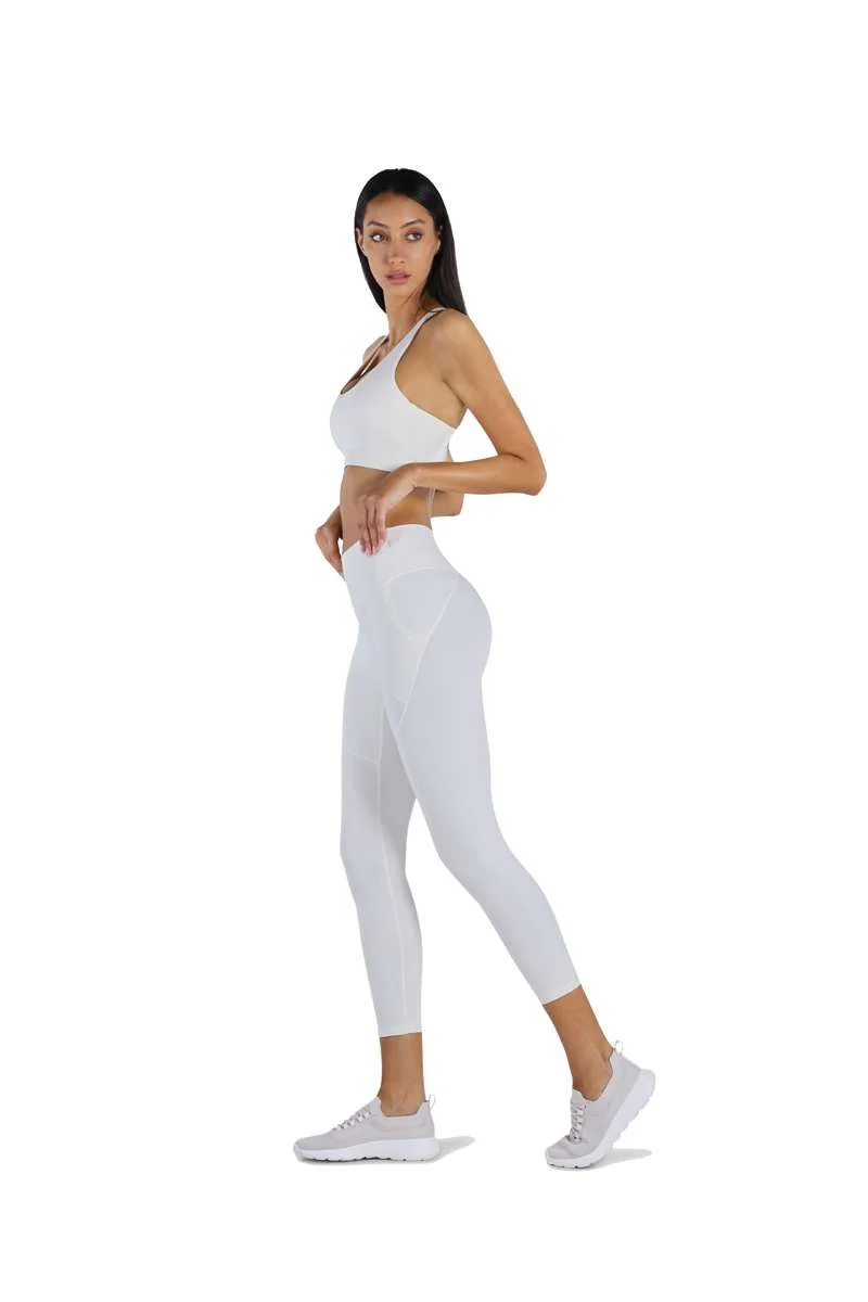 ياسيكو YesEco Women’s White Sports Pant – High-Waist Stretchable Activewear Leggings for Fitness, Yoga, Running, Pilates, Hiking & Gym – Sustainable Fabric (Only Pant)_x000D_