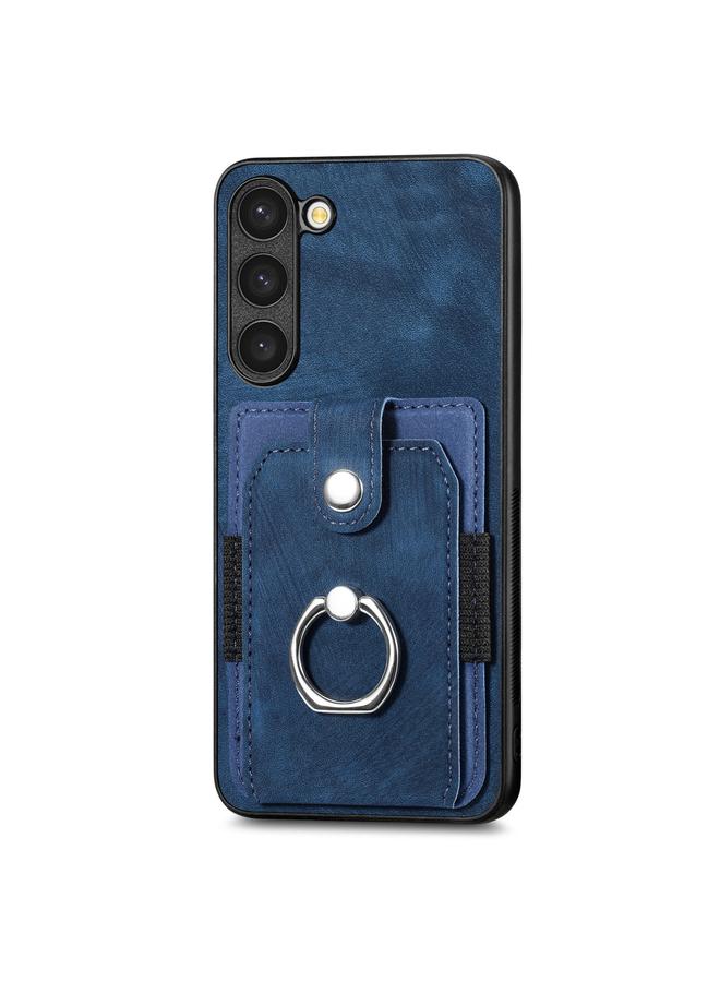 S-TOP Case For Samsung Galaxy S22 Ultra 5G Retro Skin-feel Ring Card Wallet Phone Case - Image 2