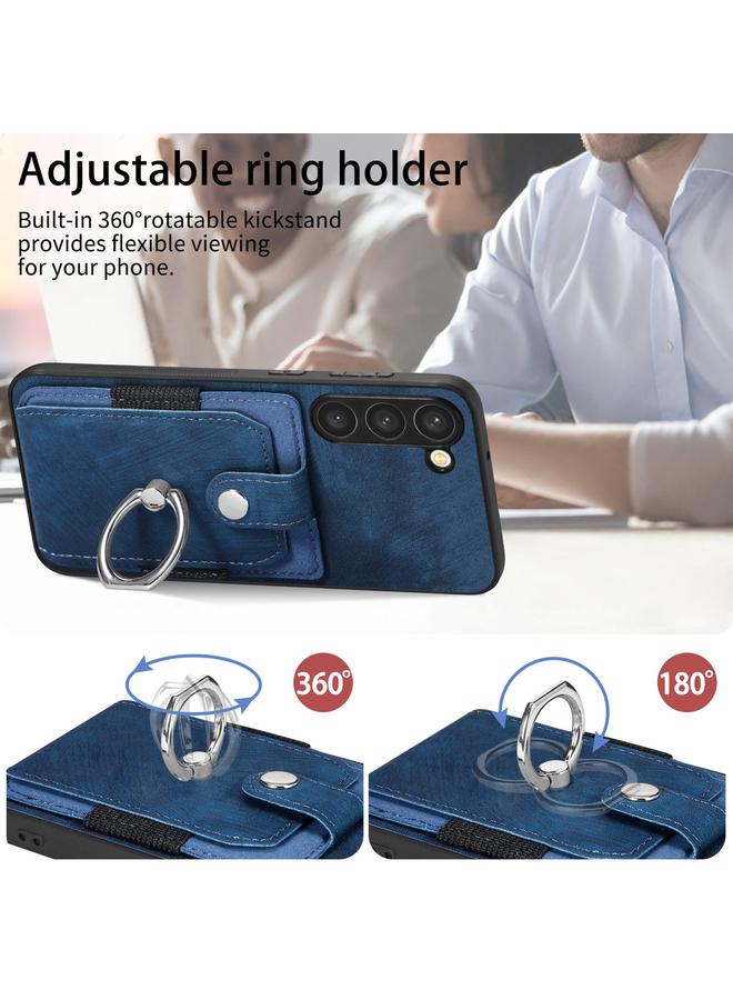 S-TOP Case For Samsung Galaxy S22 Ultra 5G Retro Skin-feel Ring Card Wallet Phone Case - Image 5