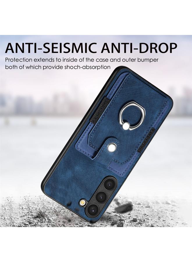 S-TOP Case For Samsung Galaxy S22 Ultra 5G Retro Skin-feel Ring Card Wallet Phone Case - Image 3