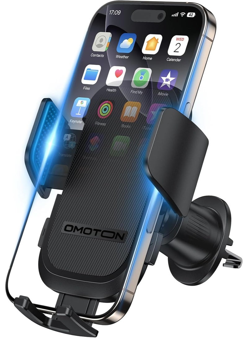 أوموتون Car Phone Holder Mount for Car Air Vent [Metal Clip], Cell Phone Holder Car Hands Free Cradle in Automobile, 360° Adjustable Cellphone Vent Clamp Fit for iPhone 14 13, All Smartphones, Black - Image 1