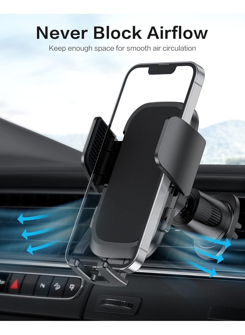 أوموتون Car Phone Holder Mount for Car Air Vent [Metal Clip], Cell Phone Holder Car Hands Free Cradle in Automobile, 360° Adjustable Cellphone Vent Clamp Fit for iPhone 14 13, All Smartphones, Black - Image 3