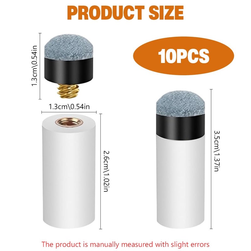 Proberos ® 10 مجموعات 13 مم نصائح عصا البلياردو مجموعة استبدال، نصائح متينة للبول، السنوكر، وعصا الجولف المثالية للاستخدام المنزلي، النادي، والاستخدام الاحترافي - Image 2
