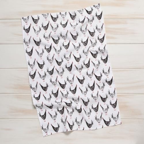Now Designs Chicken Scratch Printed Kitchen Towel, 18x28 inches - Image 2