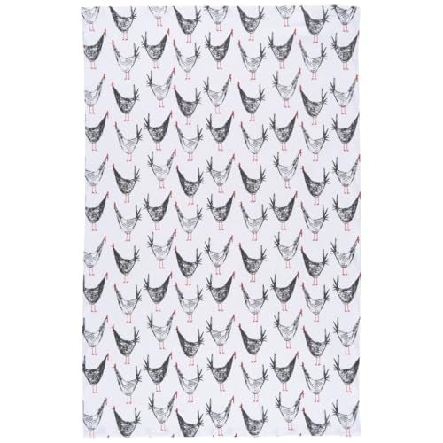 Now Designs Chicken Scratch Printed Kitchen Towel, 18x28 inches - Image 1