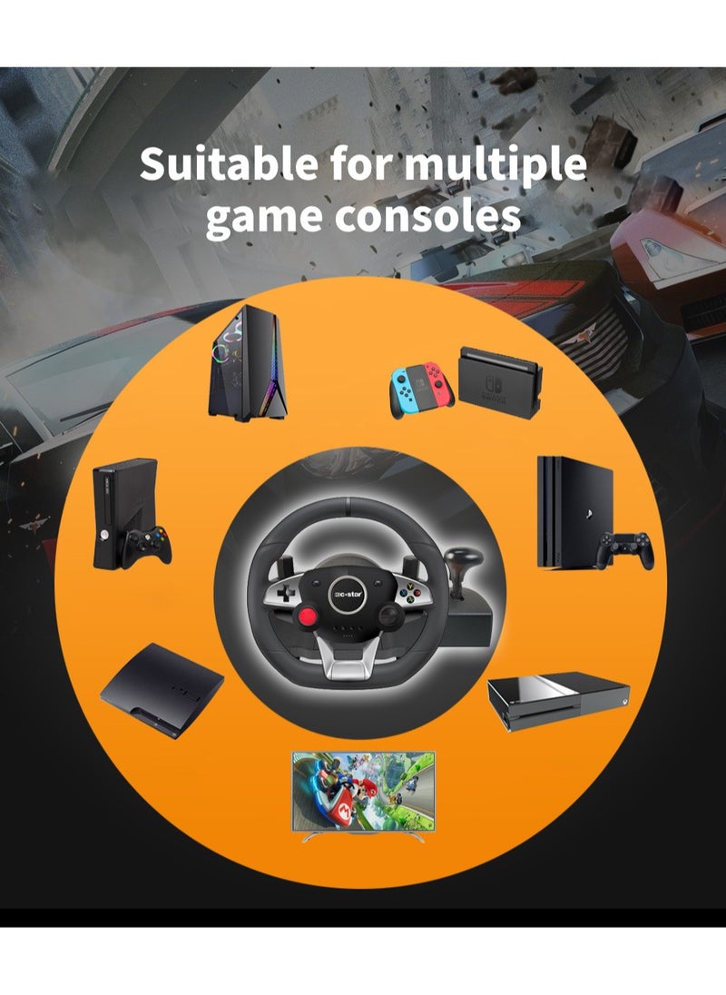 Jourvent - Gaming Racing Wheel - 270° Rotation with Pedals, Paddle Shifters, and Gear Shifter, Vibration Feedback - Image 1