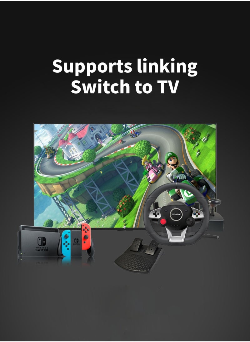Jourvent - Gaming Racing Wheel - 270° Rotation with Pedals, Paddle Shifters, and Gear Shifter, Vibration Feedback - Image 1